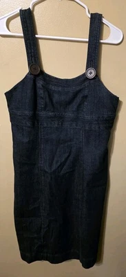 Vestido vaquero de mezclilla estilo tanque lavado oscuro Chadwicks para mujer 8 botones con detalles  Foto 1 de 4