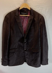 John Varvatos Luxe Italy Mens Black Velvet Blazer 42R Holiday Festive 2 button - Picture 1 of 10