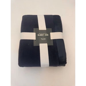 Martha Stewart King Size Soft Fleece Blanket Navy Blue NWT - Picture 1 of 3