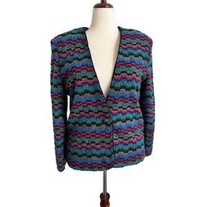 Solos by Koret Vintage Crocheted Single Button Blazer Large - Picture 1 of 10