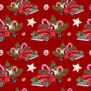 Camión Cargado Navidad Tela Grasa Cuarto 18" x 22", Acolchado - Imagen 1 de 2
