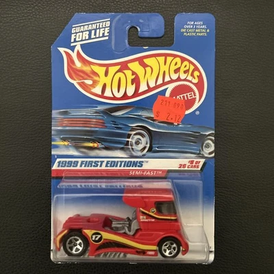 HOT WHEELS SEMI-FAST 1999 FIRST EDITIONS RED LONG CARD - Image 1 of 2