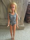 Barbie Doll Swimsuit Swimwear Solid Black & White Striped One Piece Knit Pull On