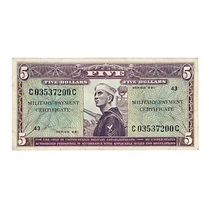 USA MPC 5 Dollars Series 681 VF - Picture 1 of 2