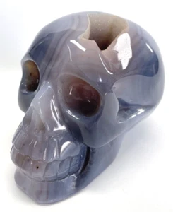 4.8" Natural Geode AGATE Carved Crystal Skull , Crystal Healing, Home Decoration - Picture 1 of 9