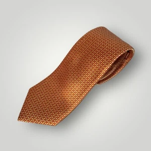 Don Loper Beverly Hills Tie Italian Silk Hand Made in USA Geometric Orange 60” - Picture 1 of 8