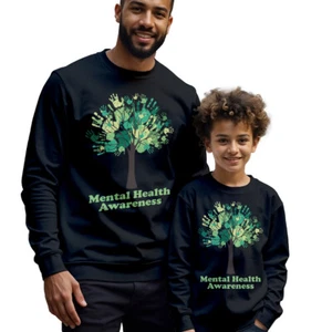 Mens Kids Handprint Tree Mental Health Awareness Sweatshirt Jumper Anxiety #MHA - Picture 1 of 29