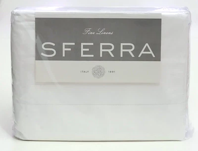 Sferra Matteo White King Sheet Set 100% Cotton Sateen Italy - Image 1 of 4