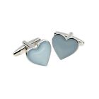 Pale Blue Heart Cufflinks Presented In Organza Gift Bag X2boch004