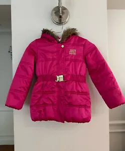 Juicy Couture girls pink puffer jacket with belt - like new, size 5 - Picture 1 of 3