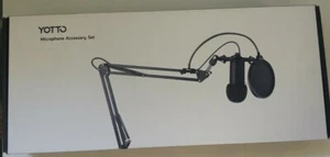 Yotto Black Adjustable Studio Mic Stand Suspension Arm Microphone Accessory Set - Picture 1 of 12