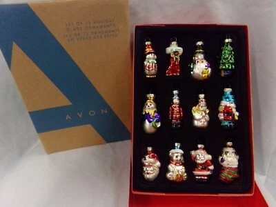 Avon 2008 Juego de 12 adornos de vidrio para árboles pequeños de Navidad NUEVO en caja Foto 1 de 4