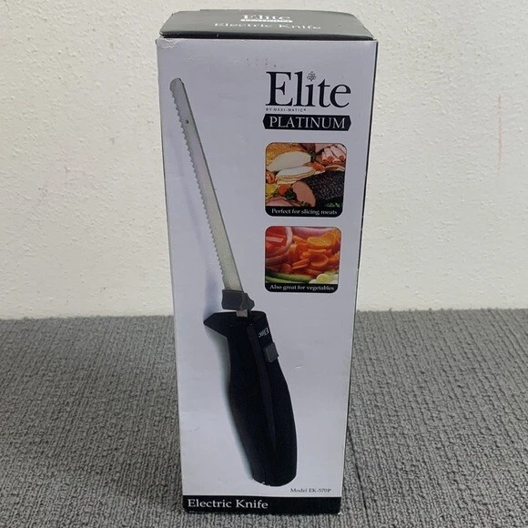 Cuchillo Eléctrico Elite by Maxi-Matic Platino Dentado Acero Inoxidable EK-570P Nuevo Foto 1 de 4