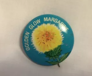 Vintage GOLDEN GLOW MARGARINE Pusteblume Logo Pinback Werbung Button - Bild 1 von 2