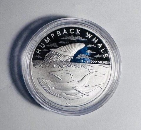 2023, Humpback Whale, RAM 1oz Uncirculated 999 Silver Bullion Coin, New, UNC Cover