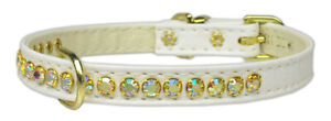 Designer Rhinestone Dog Collar White Beverly set with Premium AB Crystal Jewels 