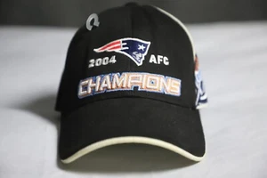 VTG New England Patriots Hat NFL 2004 AFC Superbowl Black Embroidered Strapback - Picture 1 of 10