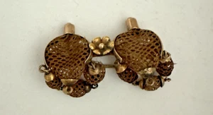 PIN BROCHE COLGANTE BELLOTA HOJA DE PELO TEJIDO ORO AMARILLO MACIZO 10K LUTO VICTORIANO - Imagen 1 de 14