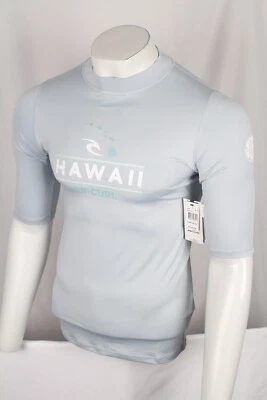 Rip Curl Men's Rash Guard Hawaii Short Sleeve Performance Fit Yucca Blue UPF 50+ - Image 1 of 3