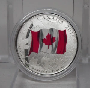 2015 Canada $25 Colorized Canadian Flag 50th Anniv. 1/4oz Silver Coin [044GRA] - Picture 1 of 3