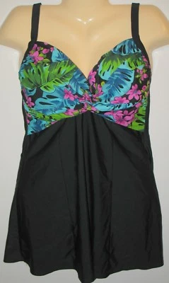 CAROL WIOR - 14 TOP ESTAMPADO FLORAL FONDO NEGRO - BAÑADOR ESTILO TANQUE  Foto 1 de 3