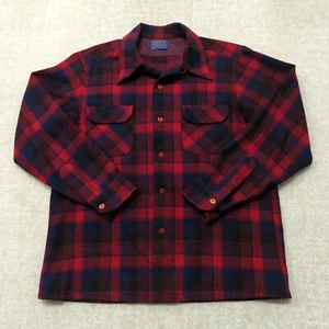 Vtg Pendleton Board Shirt Mens L Plaid Virgin Wool Loop Collar 1970s Made In USA - Picture 1 of 19