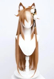Genshin Impact Game Gorou Wig Cosplay Halloween Short Miss Hina + Ears + Deko - Picture 1 of 10