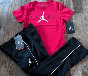 NWT Nike Jordan Boys 6 Black/Red/White Therma-Fit Pants Set Size 6 - Picture 1 of 5