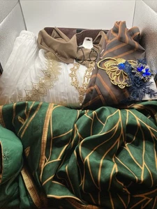 Women's Triss Merigold Witch Cosplay Costume Green Long Dress Robe Outfit Set M - Picture 1 of 24