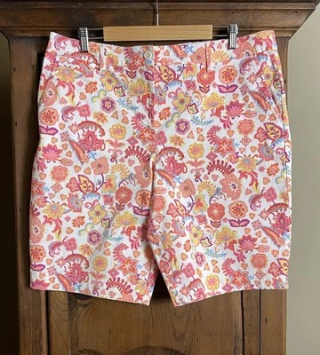 Pantalones Cortos Talbots Perfect Para Mujer 16 Mezcla de Algodón Naranja/Amarillo Floral Foto 1 de 4