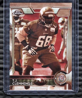 2015 Topps Chrome Sepia Refractors #163 T.J Clemmings Rookie 08/99 Vikings - Image 1 of 2