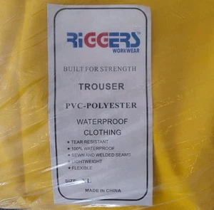 Riggers Workwear mens Yellow XL Pvc/polyester Waterproof Trousers RRP $80 New - Picture 1 of 9