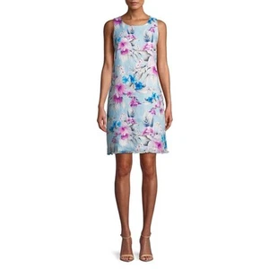 ТОММУ ВАНАМА Florencia Floral Linen Shift Dress Fringe Size Large - Picture 1 of 9