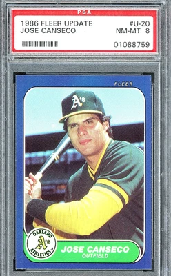 1986 Fleer Update - Jose Canseco (RC) Rookie #U-20 (RC) PSA 8 - Image 1 of 2