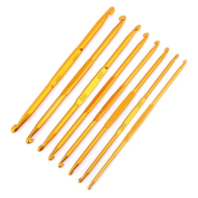 MARKENLOS 8x Golden Alumina Double End Crochet Hook Knitting Needle Set Weave Craft