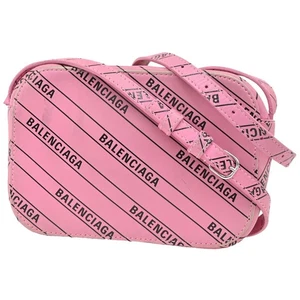 BALENCIAGA Logo Everyday Mini Shoulder Camera Bag Leather Pink Italy 32CA240 - Picture 1 of 14