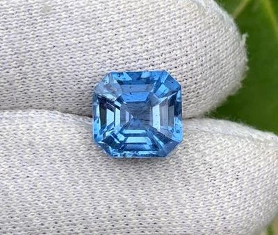 天然巴西散装宝石 9.25 克拉 Asscher 切割圣玛丽亚蓝色海蓝宝石 — 第 1/3 张图片