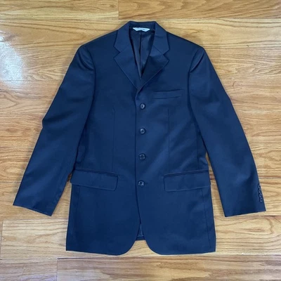 Linea Uomo 38R Black Modern Fit 100% Wool Mens Blazer Suit Jacket Sport Coat - Image 1 of 4