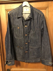 TELLASON Raw Blue Denim COVERALL JACKET Made In San Francisco Sz M - Picture 1 of 13