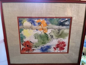 original watercolor abstract painting by Lee Brodine C1970s - Picture 1 of 4