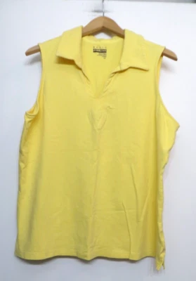 Basic Edition Shirt Womens 1X Yellow Tank Top Sleeveless Collared V Neck - Image 1 of 4