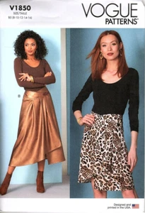 Vogue V1850 Misses 8 to 16 Asymmetrical Wrap Skirt Uncut Sewing Pattern - Picture 1 of 2