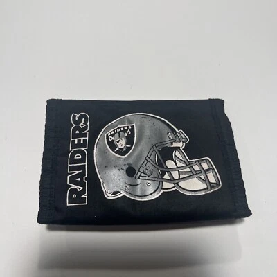 Cartera triple plegable de nailon gancho y bucle Oakland Raiders de colección de la década de 1990 Foto 1 de 4