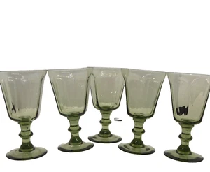 🌿 Lenox 1970s Antique Pale Green Paneled Crystal Stemware – Set of 5! 🍷 - Picture 1 of 1