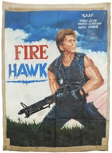 Ghana Movie poster African hand painted Cinema flour sack FIREHAWK - Picture 1 of 2