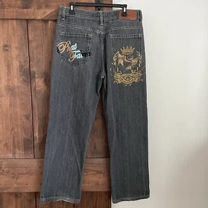 Vintage Phat Farm Jeans Mens 34x33 Blue Wide Leg Baggy Y2k Skater Hip Hop Street - Picture 1 of 16