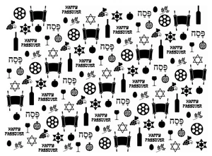 Seder Passover Chintz Black Fused Glass Decals - Picture 1 of 1