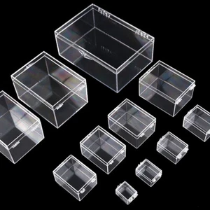 Square Cube Clear PC Small Boxes Storage Compartment Mini Box Plastic PC Box - Picture 1 of 5