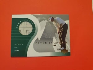 Golf PETER JACOBSEN 2001 Upper Deck Tour Threads Authentic Golf Shirt Card - Picture 1 of 2