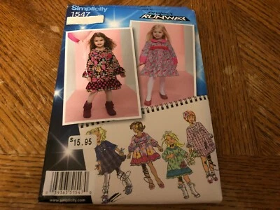 Simplicity Pattern 1547 Girls PROJECT RUNWAY Dress w/Ruffle~Trim~Sleeve Options